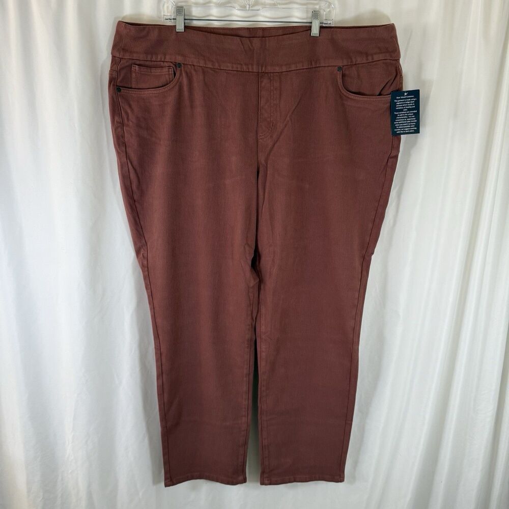 New Coldwater Creek Pants Women's 24W Rust Red Knit Denim Mid Rise Slim Leg